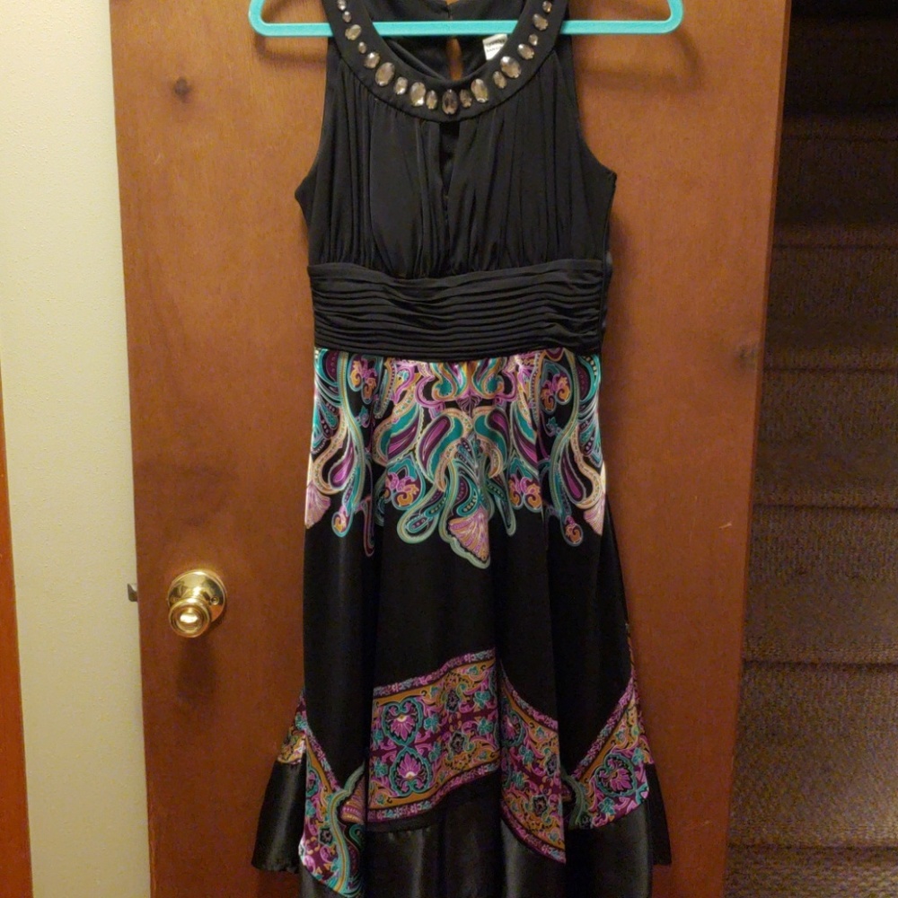 Black dress with paisley design